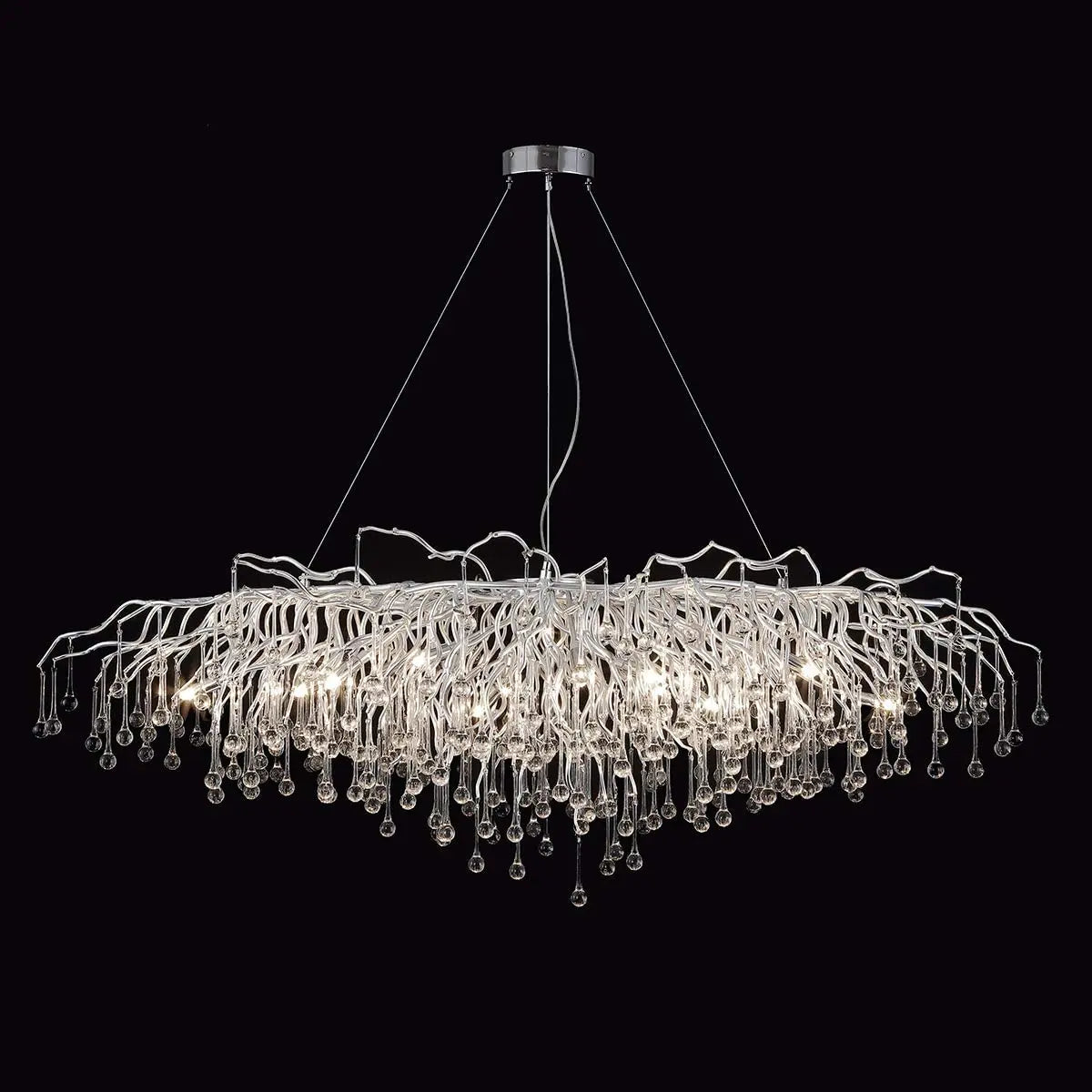 DecorBites™ Chrome Rectangular Crystal Chandelier Light Fixture