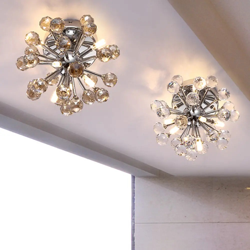 DecorBites™ Chrome Sputnik Flushmount Crystal Ball Ceiling Light