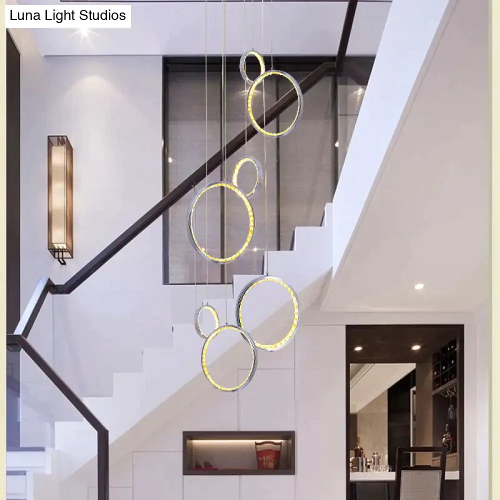 DecorBites™ Circle Led Crystal Light New Hanging Pendant Crystal 36W Prety Corridor Hotel Pendant Lamp Dining Room Lights Living Room
