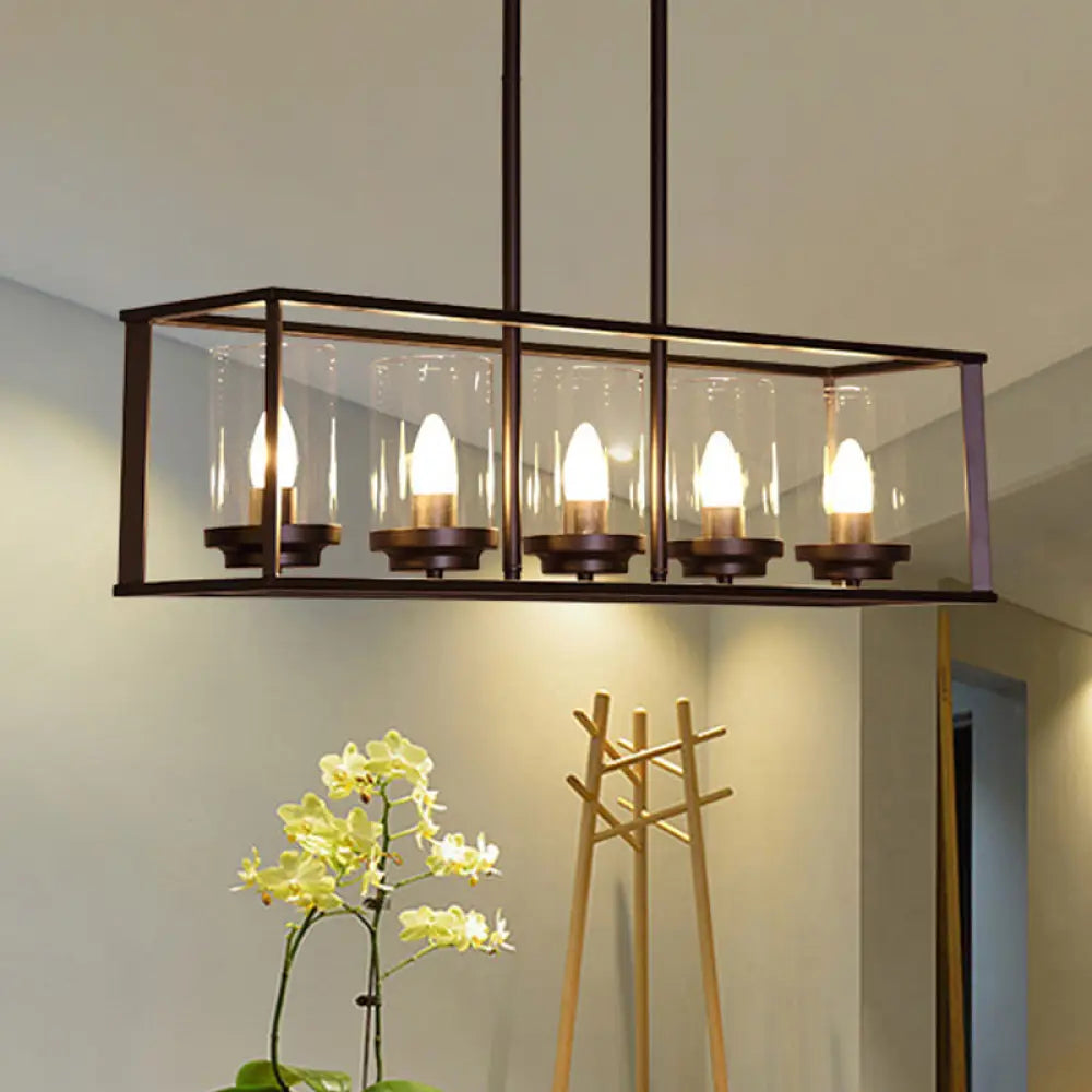 DecorBites™ Classic Black Island Pendant Lights for Dining Room with Clear Glass Shade (5/6 Lights)