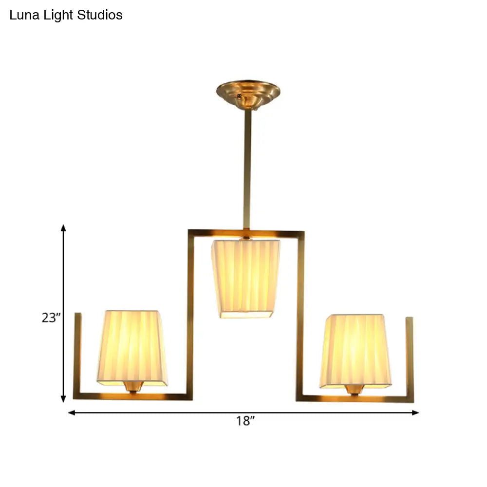 DecorBites™ Classic Brass Island Pendant Light Kit with Rectangle Fabric Shade - 3 Lights Dining Room Lighting