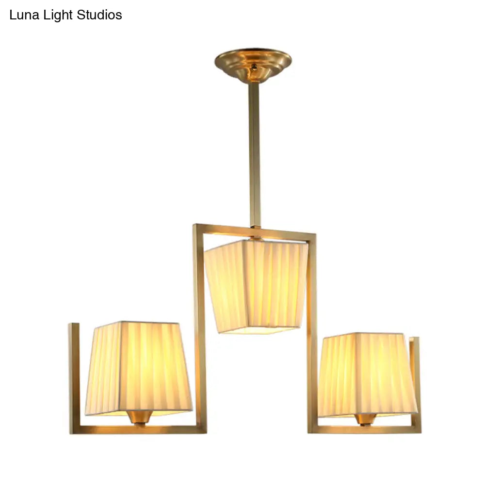 DecorBites™ Classic Brass Island Pendant Light Kit with Rectangle Fabric Shade - 3 Lights Dining Room Lighting