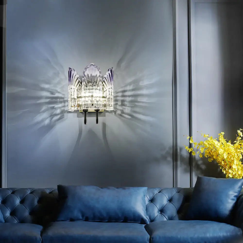 DecorBites™ Clear Crystal Wall Sconce - Modern 2-Light Fixture for Living Room