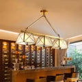 DecorBites™ Colonial Style Opal Glass Pendant Light with Tapered Island Design - 3 Bulbs, Brass Finish