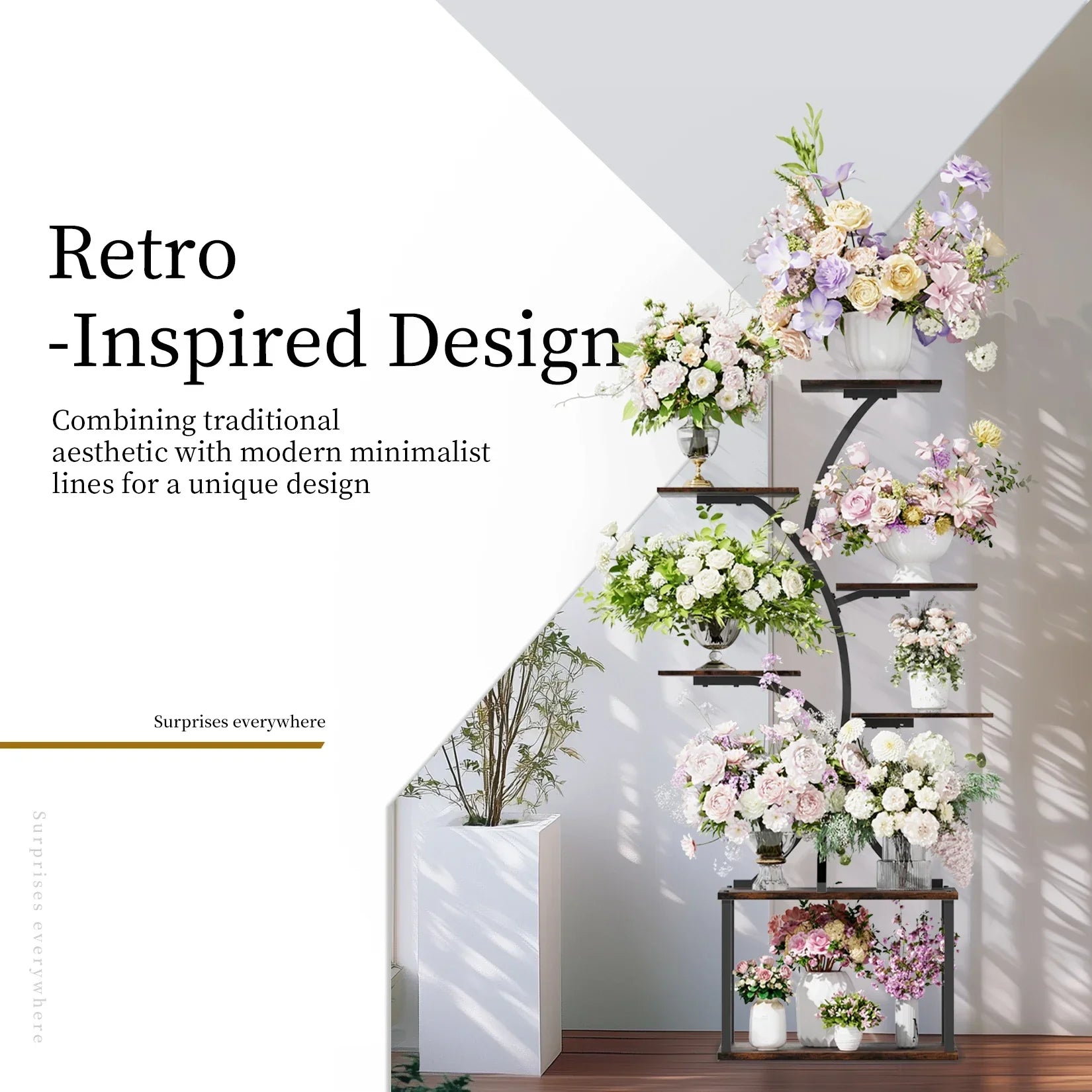 DecorBites™ Compact Tree Design Plant Stand with Multiple Shelves