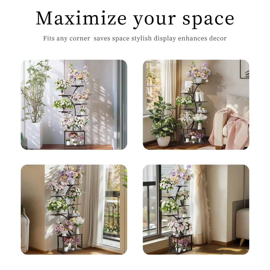 DecorBites™ Compact Tree Design Plant Stand with Multiple Shelves