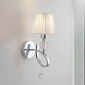 DecorBites™ Conical Parlor Wall Lamp Fixture: 1-Light Classic Fabric Wall Lighting with Crystal Drop in Chrome