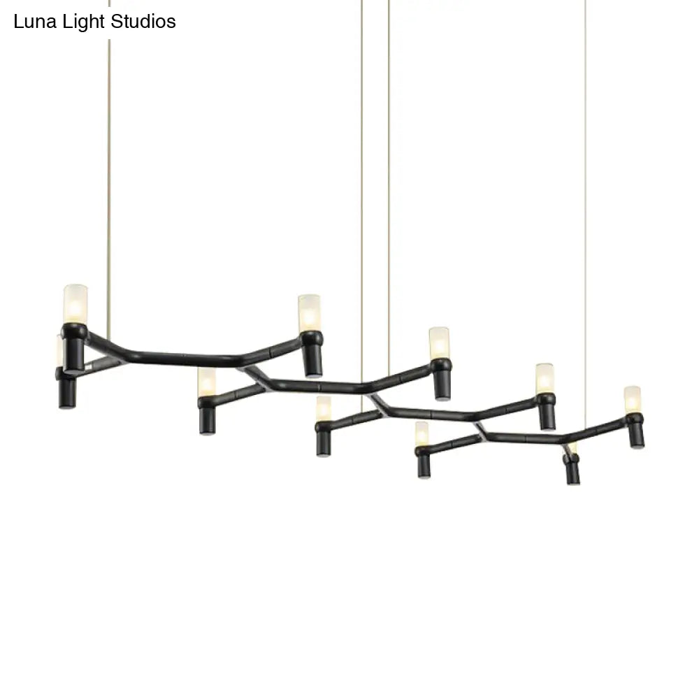 DecorBites™ Contemporary 10-Head Ceiling Pendant with Aluminum Alloy Shade - Black, White, Chrome, or Gold Tube Hanging Light for Island