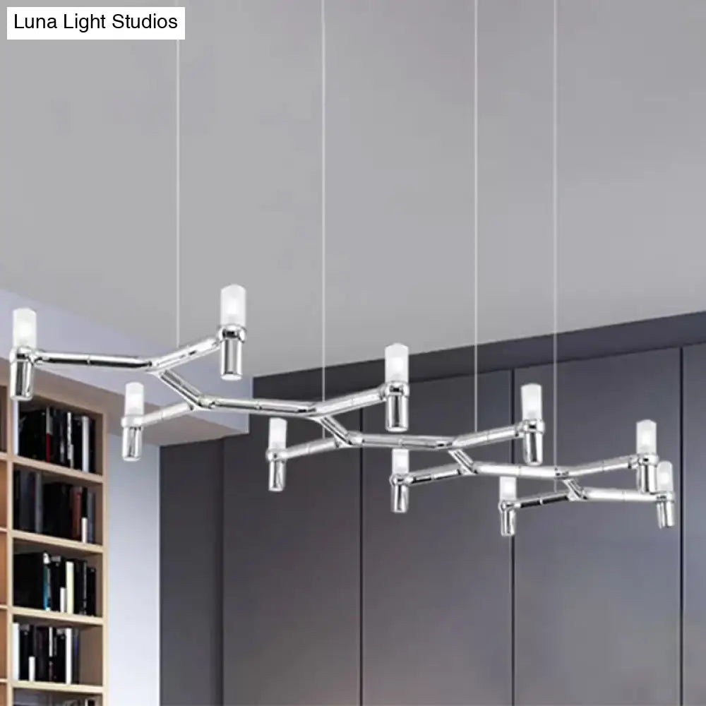 DecorBites™ Contemporary 10-Head Ceiling Pendant with Aluminum Alloy Shade - Black, White, Chrome, or Gold Tube Hanging Light for Island