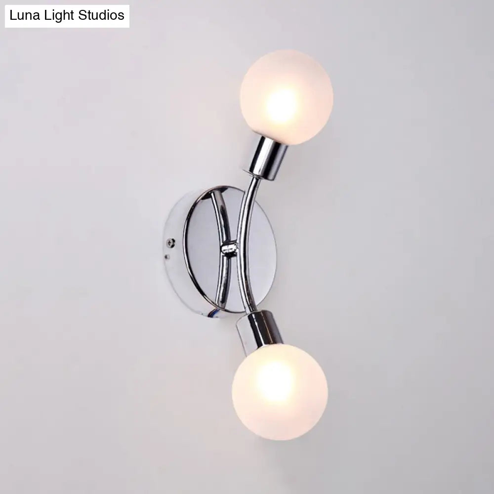 DecorBites™ Contemporary 2-Light Chrome LED Wall Sconce with Global White Glass Fixture