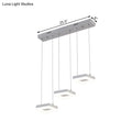 DecorBites™ Contemporary Acrylic Square Island Light - 3-Light Ceiling Fixture over Table, Warm/White/Natural Light