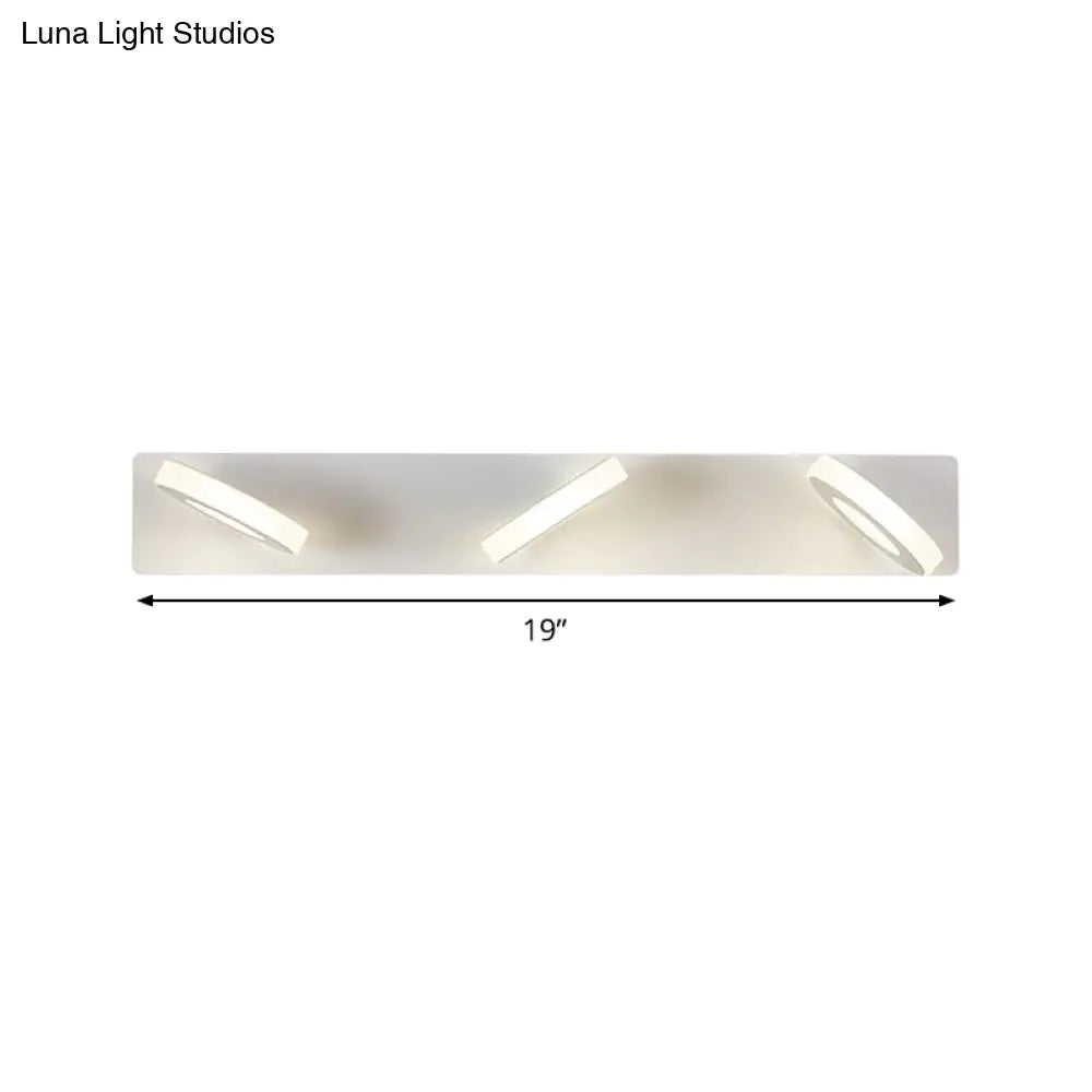DecorBites™ Contemporary Adjustable Circle Bathroom Wall Light Fixture in White Acrylic with 3 Bulbs - Warm/White Light