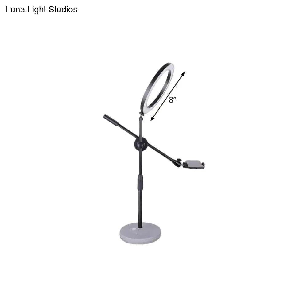 DecorBites™ Contemporary Adjustable LED Vanity Light - Round Shaped Metal Design in Black, 8" or 10" Width