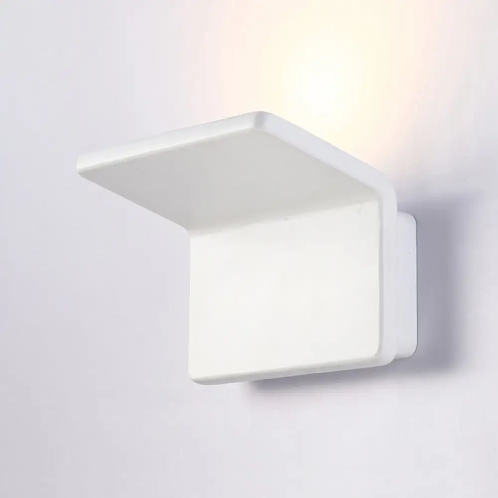DecorBites™ Contemporary Aluminum LED Wall Lamp - 4"/8" Wide Bend Square Sconce Light Fixture in Black/White
