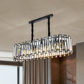 DecorBites™ Contemporary Black Crystal Prism Island Pendant with 6 Heads for Dining Room Lighting