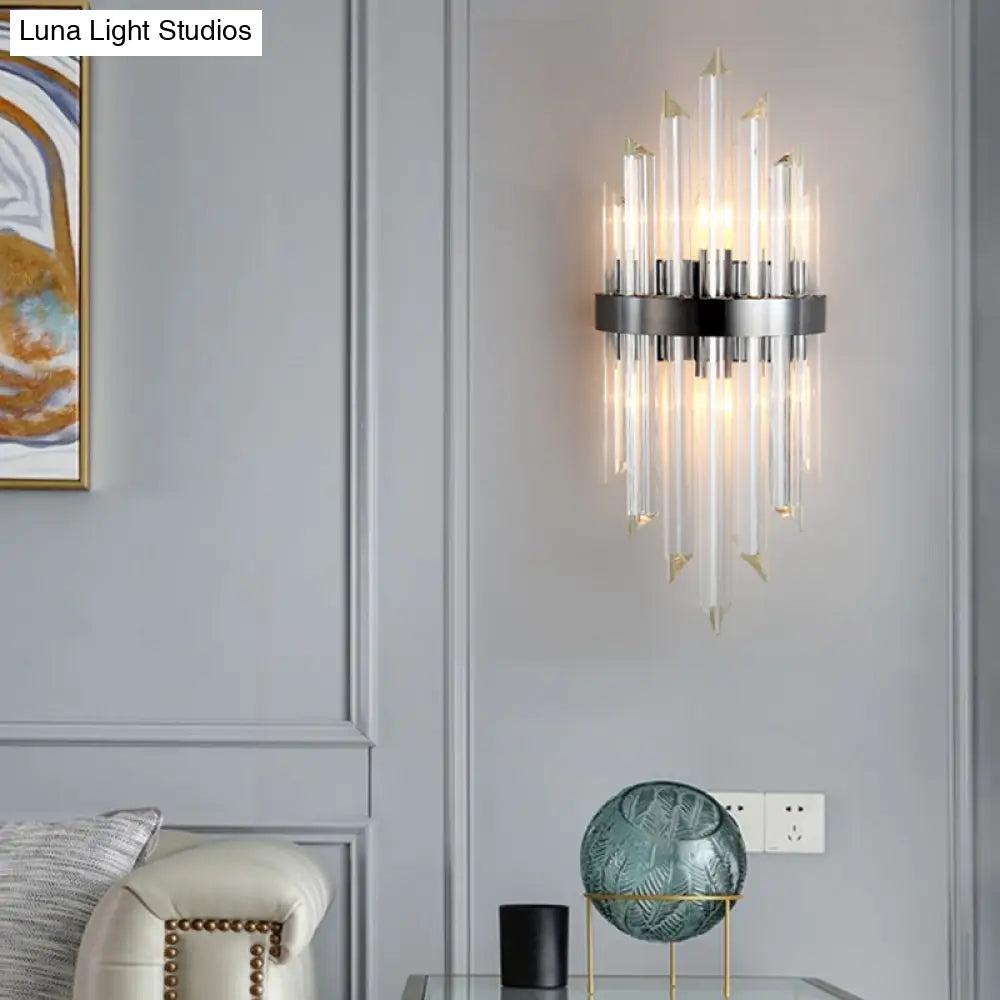 DecorBites™ Contemporary Black Crystal Wall Lamp for Living Room