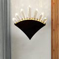 DecorBites™ Contemporary Black Fan Wall Light Fixture - Metal Sconce with Clear Crystal Prism - 1/2-Light