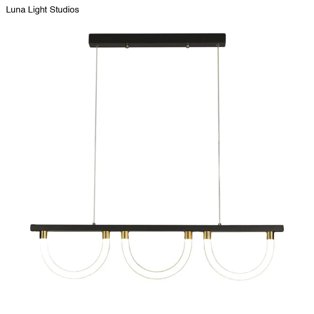 DecorBites™ Contemporary Black/Gold Kitchen Island Lamp - Acrylic Semicircle Design (3 Lights)