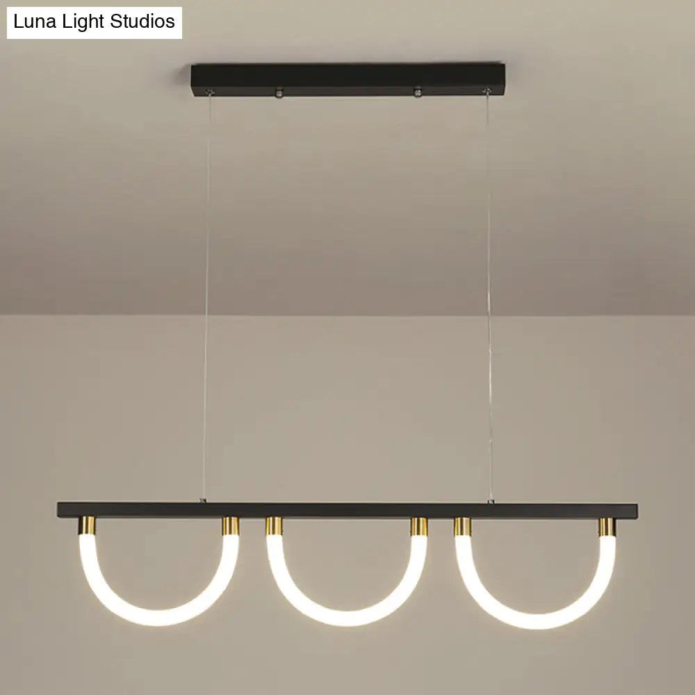 DecorBites™ Contemporary Black/Gold Kitchen Island Lamp - Acrylic Semicircle Design (3 Lights)