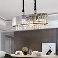DecorBites™ Contemporary Black Hanging Dining Room Island Lamp with Crystal Prisms Shade - 4/6 Heads, 27.5"/35.5" Wide