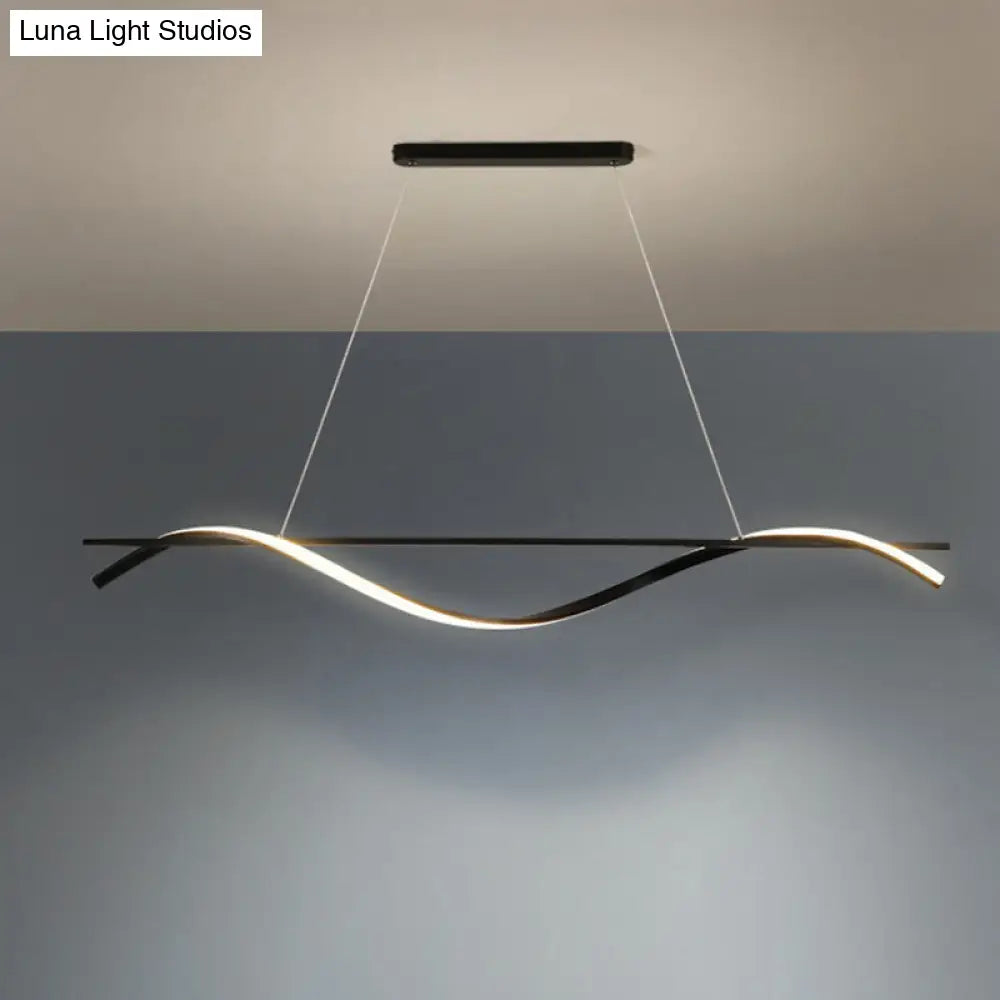 DecorBites™ Contemporary Black LED Hanging Lamp for Restaurants - Simplicity Curved Design