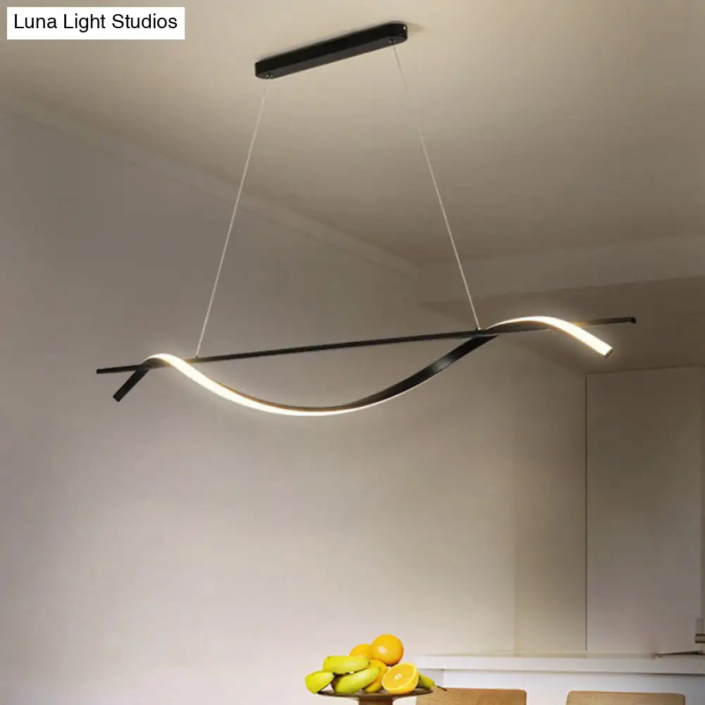 DecorBites™ Contemporary Black LED Hanging Lamp for Restaurants - Simplicity Curved Design