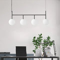 DecorBites™ Contemporary Black Suspended Island Light Fixture with White Glass Orb and 4 Bulbs