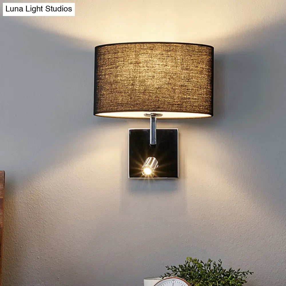 DecorBites™ Contemporary Black Wall Mount Sconce with Adjustable Spotlight - Elliptical Fabric Light Fixture - 1 Light