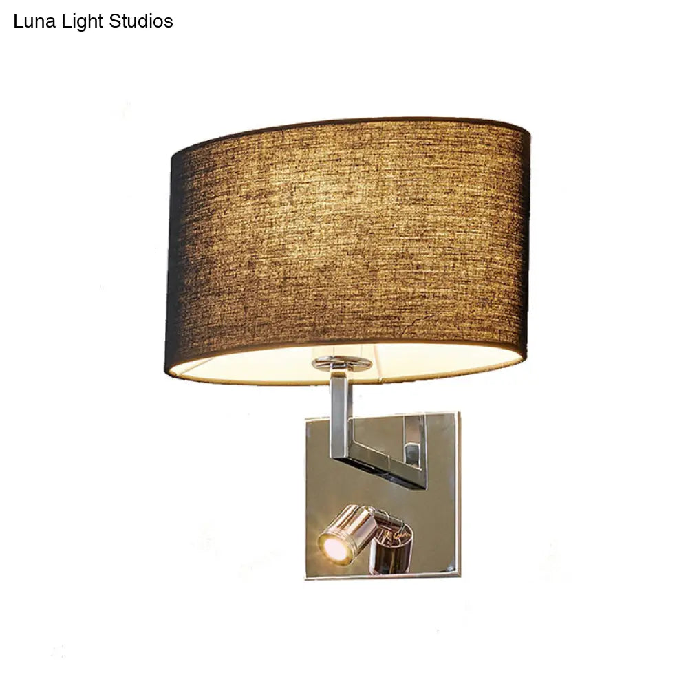 DecorBites™ Contemporary Black Wall Mount Sconce with Adjustable Spotlight - Elliptical Fabric Light Fixture - 1 Light
