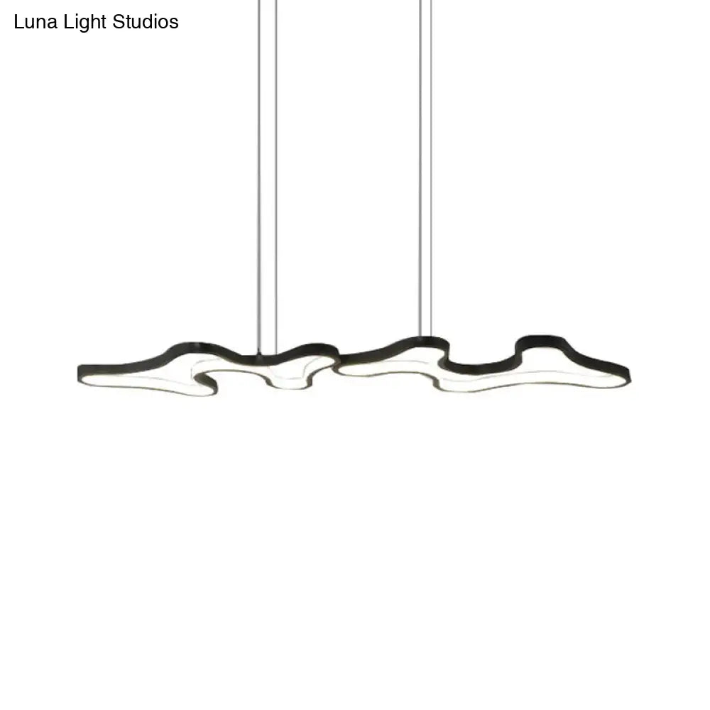 DecorBites™ Contemporary Black/White LED Pendant Island Light with Cloud-Like Metal Frame