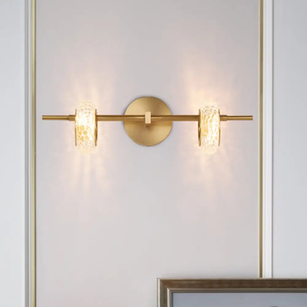 DecorBites™ Contemporary Brass Double Oval Wall Light with LED Mount - Crystal Design