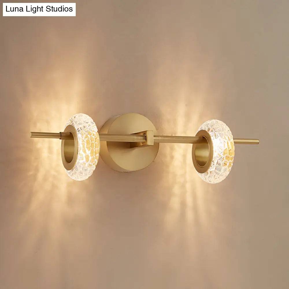DecorBites™ Contemporary Brass Double Oval Wall Light with LED Mount - Crystal Design