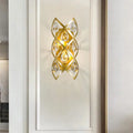 DecorBites™ Contemporary Brass Finish Teardrop Sconce: Clear Crystal Wall Light with 2 Lights for Living Room