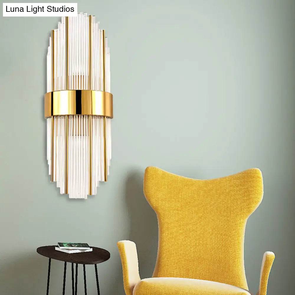 DecorBites™ Contemporary Brass Wall Mounted Living Room Light with Clear Crystal Shade