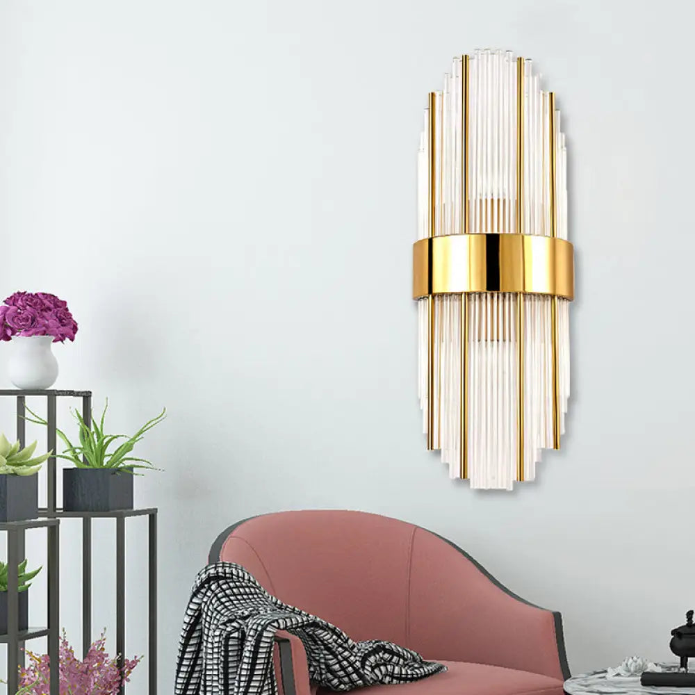 DecorBites™ Contemporary Brass Wall Mounted Living Room Light with Clear Crystal Shade