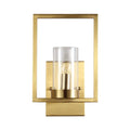 DecorBites™ Contemporary Brass Wall Sconce with Clear Glass Shade - Cylindrical Bedroom Light Fixture