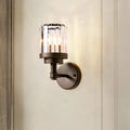 DecorBites™ Contemporary Bronze Wall Sconce with Ribbed Crystal Shade - 1 Light Fixture for Hallway