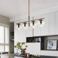 DecorBites™ Contemporary Clear Glass Ball Pendant Light with 4 Bulbs - Black and Gold