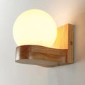 DecorBites™ Contemporary Cream Glass LED Sconce Light Fixture for Living Room Wall in Wood