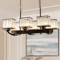 DecorBites™ Contemporary Crystal Chandelier with Adjustable Chain - 6/8 Bulbs, Black Rectangle Design