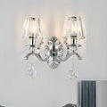 DecorBites™ Contemporary Crystal Conical Wall Sconce - 2-Light Silver Lighting for Living Room