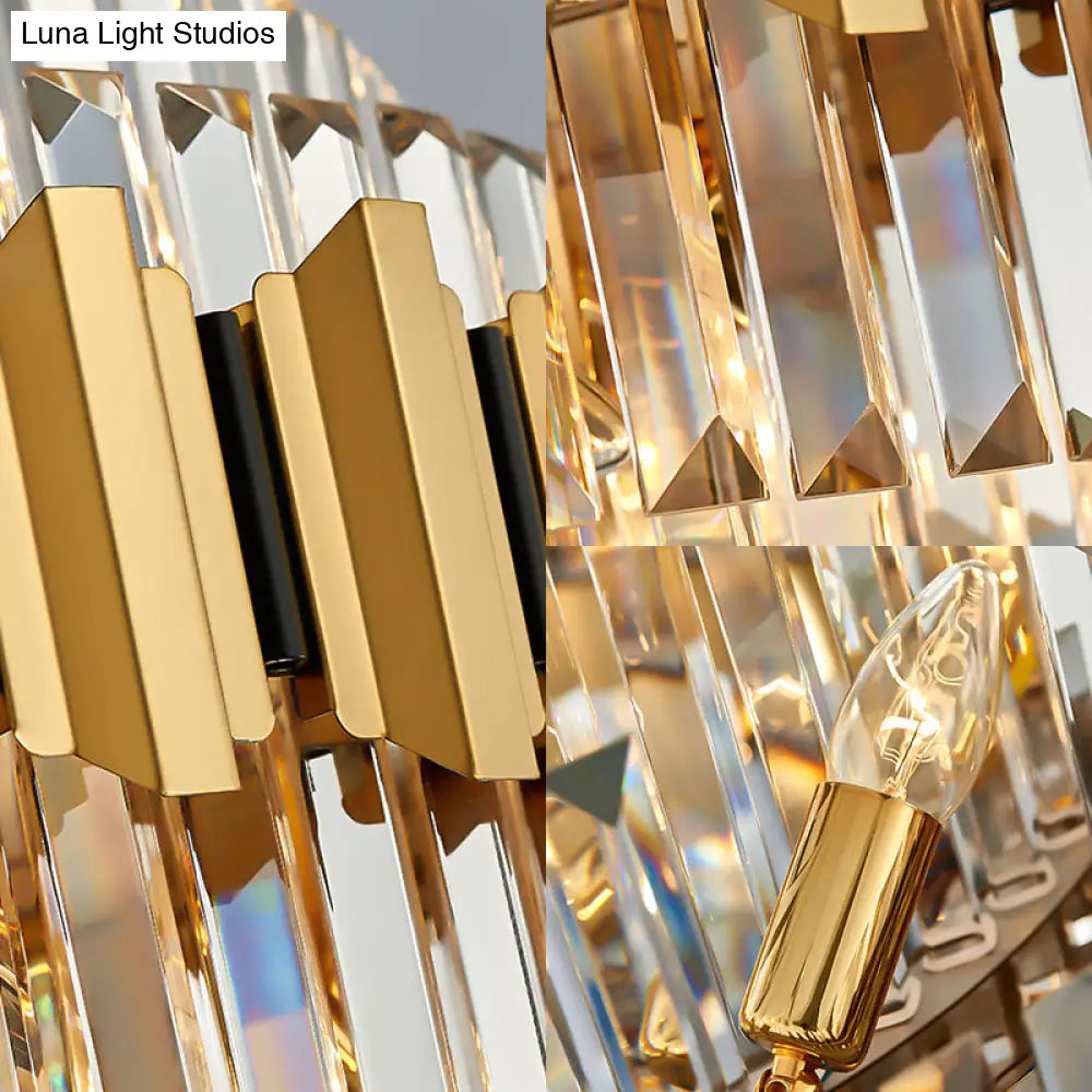 DecorBites™ Contemporary Crystal Gold Pendant Light - 39" Wide 7-Tiered Icicle Chandelier, 16-Light - Perfect for Table