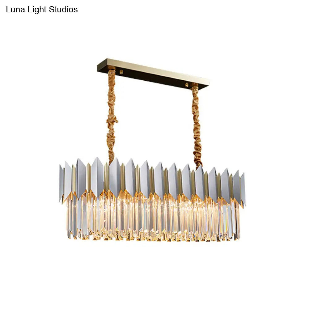 DecorBites™ Contemporary Crystal Prisms Island Pendant Light with Silver Finish and 10 Bulbs
