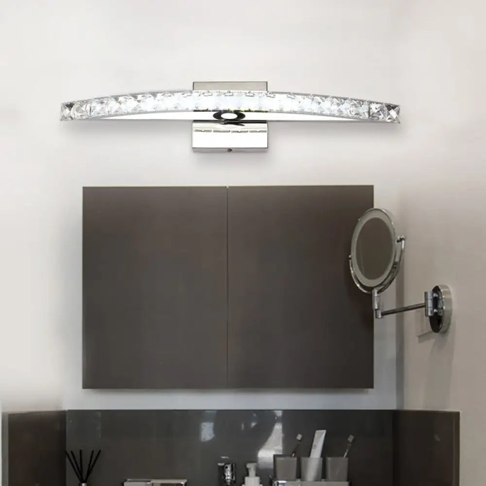 DecorBites™ Contemporary Crystal Silver Wall Sconce Light - Bow Shaped Vanity Lighting for Bathroom - Warm/White Light - 17"/21"/27.5" Wide