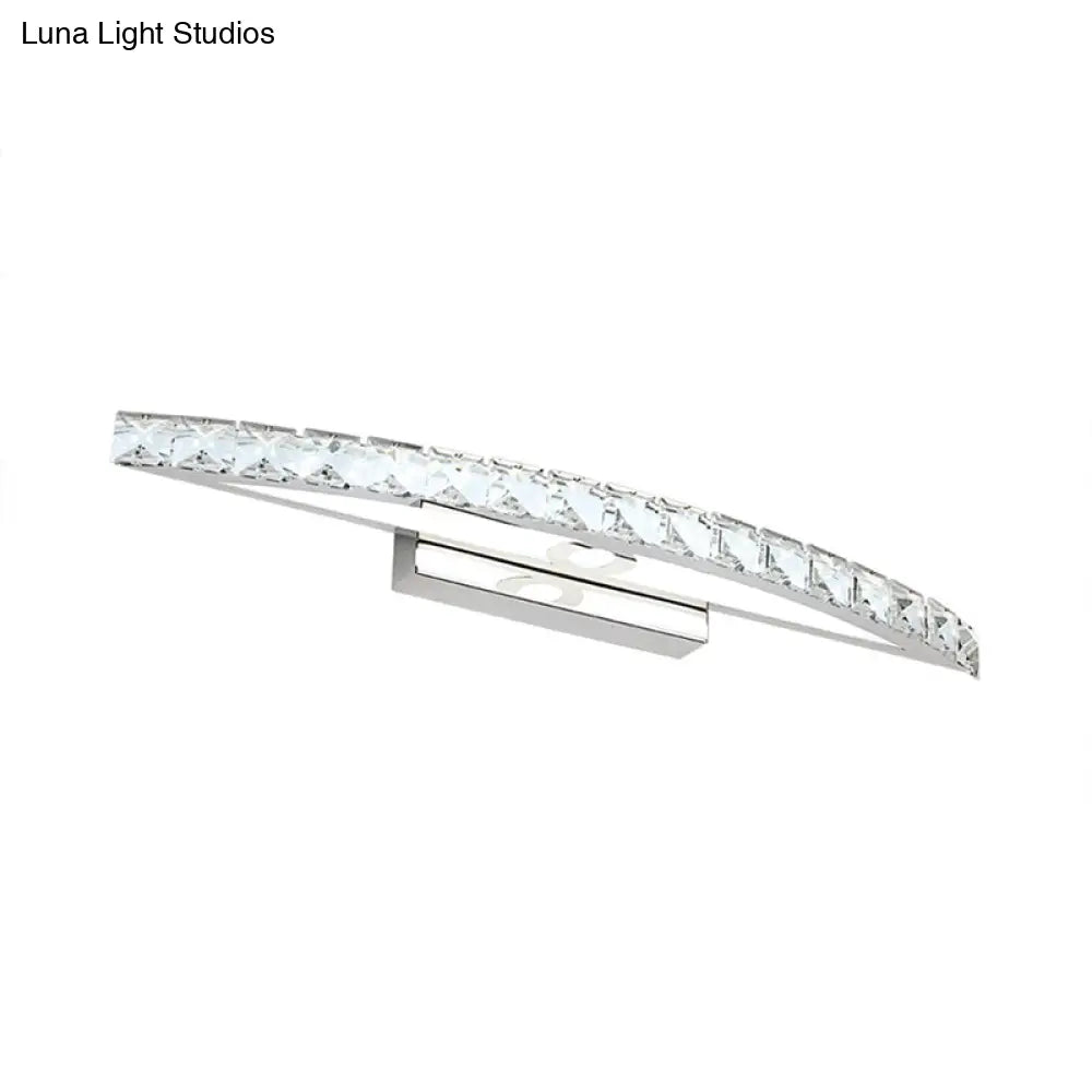 DecorBites™ Contemporary Crystal Silver Wall Sconce Light - Bow Shaped Vanity Lighting for Bathroom - Warm/White Light - 17"/21"/27.5" Wide