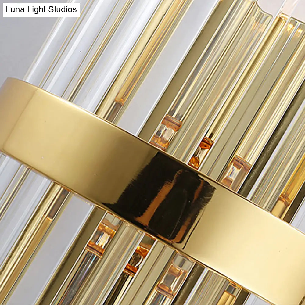 DecorBites™ Contemporary Crystal Wall Lamp with Cylinder Design - Golden Wall Lighting for Living Room - Includes 2 Bulbs