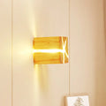 DecorBites™ Contemporary Cube Wood LED Wall Light in BurlyWood - 1-Light Fixture