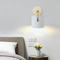 DecorBites™ Contemporary Cylinder Wall Lamp with Curved Arm - White Metal Sconce Light Fixture (1 Bulb)