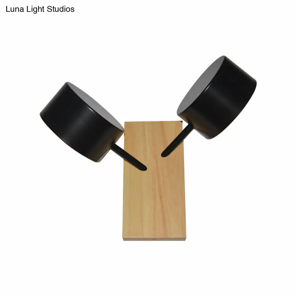 DecorBites™ Contemporary Double Drum Wall Mounted Light: Metal Fixture for Kitchen with 2 Bulbs, Black/White/Blue