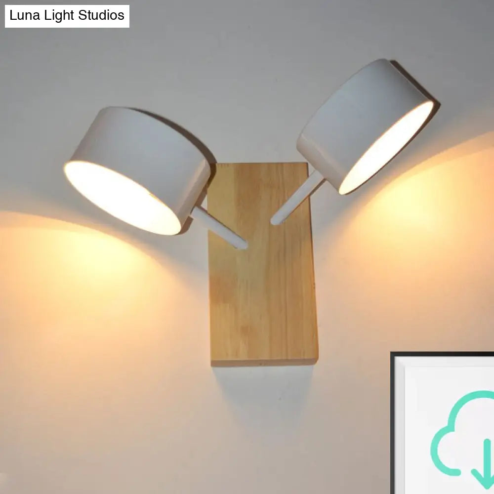 DecorBites™ Contemporary Double Drum Wall Mounted Light: Metal Fixture for Kitchen with 2 Bulbs, Black/White/Blue